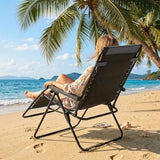 Sweetcrispy Zero Gravity Chairs, Foldable Patio Reclining Chairs with Adjustable Pillow & Cup Holder, Oversized Portable Support 400 lbs, for Backyard Camping(Black-Gray)