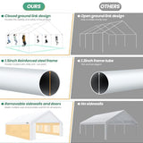 COBIZI 20x20 Party Tents Heavy Duty Tent, Tents for Parties with 6 Removable Sidewalls & 4 Built-in Sandbags, Wedding Tent for Party Outside UV50+ Waterproof, White COBIZI
