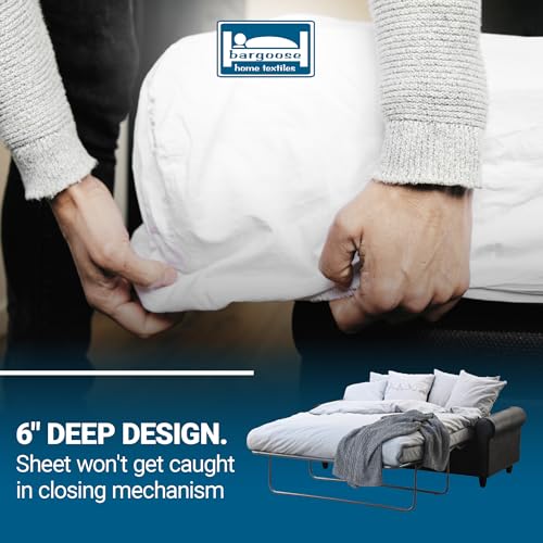 Sleeper Sofa Sheet, Trifold Mattress, Queen Size Sofa Bed Sheet 59" x 72" x 6", Fits 6" Futon Bed, Percale Cotton/Poly Blend, for 6 inch Mattress, Made in The USA BARGOOSE HOME TEXTILES, INC.