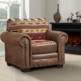 American Furniture Classics OS Home Office Furniture Club Chair, Microfiber, Brown with Sierra Lodge Tapestry American Furniture Classics