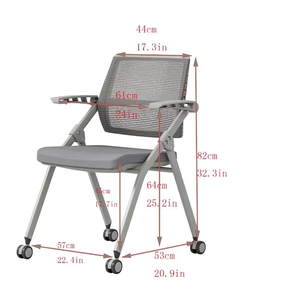 10 Pack Ergonomic Stackable Conference Room Paddle Chairs with Wheels and Arms for Meeting, Conference, Reception, Training Room Home Office Desk Folding Chairs Shenairx