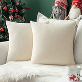 MIULEE Velvet Pillow Cover Soft Luxury Decorative Throw Pillow Cover Eruo Sham Single Rectangle Cushion Case for Couch Sofa Bedroom Car Decor,24x24 Inch Cream White MIULEE