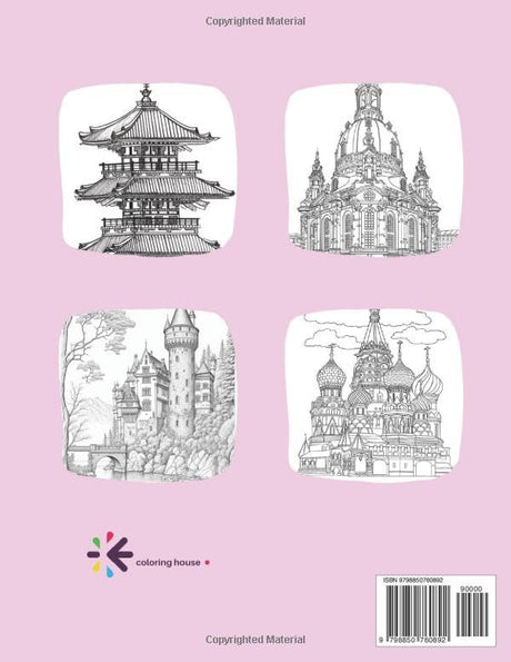 Old castles coloring book for adults: coloring book for adults : +50 coloring pages, world old castles architecture, japan, russia, london... best book for stress relief Majosta