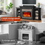 80" Fireplace TV Stand, Electric Fireplace with Mantel for TVs Up to 90 Inch, Modern Entertainment Center with Storage, Realistic Stacked Stone Surround with 30'' Fireplace for Living Room, Black HolliWill