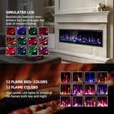 Eueiriup 50" Smart WiFi Electric Fireplace Narrow Bezel in Wall Recessed & Wall Mounted Fireplace Heater with App, Remote Control, Log Flame Option, 750/1500W for Indoor Used Heater Eueiriup