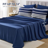 Dobuyly Navy Blue Queen Comforter Set 7 Pieces, Boho Striped Bed in a Bag Queen Size Soft Microfiber All Season Bedding Set with Comforter, Sheets, Pillowcases & Shams Dobuyly