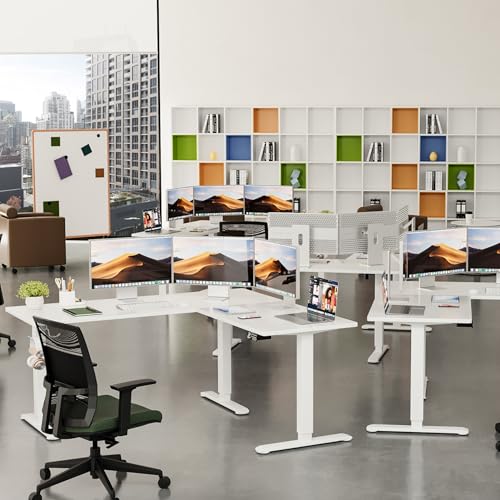 Homall L Shaped Standing Desk Adjustable Height, Electric Corner Standing Desk, Sit Stand Computer Table with Memory Controller for Home (White, 55 Inch) Homall