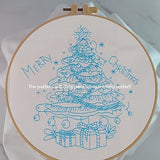 Esffaci Embroidery Starter Kit for Adult Beginner with Xmas Tree Pattern Stamped Cross Stitch Set with Embroidery Cloth Hoop Needle Threader Embroidery Floss and Instruction