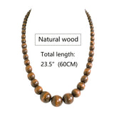Xianli Wang Natural Wood Beads Necklace for Men Women Wooden Chain Unisex Chunky Bead Necklaces Xianli Wang