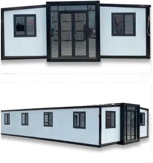 Foldable House 2024 | Luxury Prefab Villa | 1 Kitchen Cabinet | Insulated Portable Expandable Container | 3 Bedroom Mobile Tiny Home | White, Gray Portable Homes