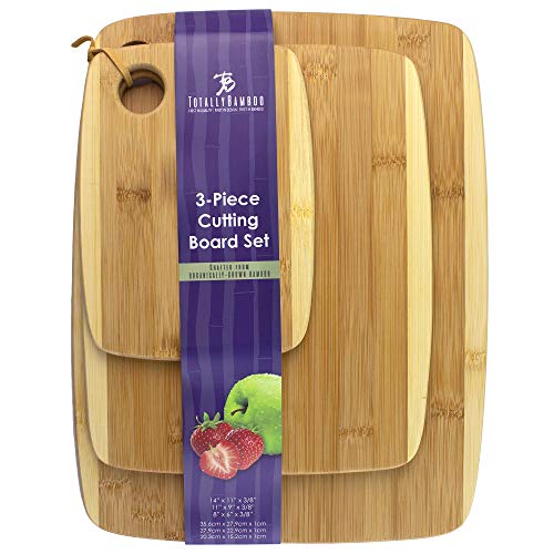 3-Piece Two-Tone Bamboo Serving and Cutting Board Set - Thumbnail 5