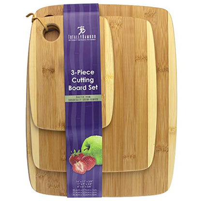 Totally Bamboo 3-Piece Two-Tone Bamboo Serving and Cutting Board Set - WoodArtSupply