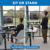Mount-It! Corner Standing Desk Converter Height Adjustable 43” Wide Desktop, Corner Stand Up Desk with Gas Spring Lift Asssit, Stand Up Computer Workstation with Ergonomic Keyboard Tray | Black Mount-It!