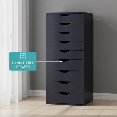 Slim Tall 9-Drawer File Cabinet for Small Offices – Narrow Office Storage Cabinet for Home Office, Modern Office File Cabinet Organizer for cosmetics, books. Naomi Home