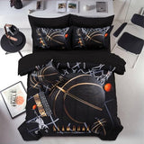 A Nice Night Basketball Court Printed Comforter Sets,with Sportsman Slam Dunk Printing 6Pcs Bedding Set in a Bag for Teen Boys,Twin A Nice Night