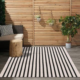 LEEVAN Black and White Striped Area Rug 3x5 ft Outdoor Patio Rugs Woven Washable Farmhouse Floor Carpet Front Porch Doormat for Bedroom/Courtyard/Laundry Room/Living Room LEEVAN