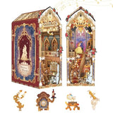 Tonecheer DIY Book Nook Kit for Adults, 3D Wooden Puzzle Music Booknook Miniature Dollhouse, Fairy Tale Bookend Bookshelf Decor with Dust Cover and LED Lights Gifts (Beast‌ and Beauty)