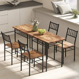 HOMCOM 3-Piece Dining Table Set for 2, Small Kitchen Table and Chairs with Built-in Storage Rack and Steel Frame, for Breakfast Nook and Small Space, Rustic Brown HOMCOM