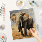 Wildlife Paint by Numbers Kit for Adults – DIY African Elephant in Savannah Painting on Canvas 16x20 Inches, Acrylic Paint Set, Suitable for Beginners,Animal Art for Home Decoration or Gifts TAOPAOLAB
