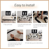 MYSKY HOME Boho Couch Cover Super Soft Couch Covers for 2-3 Cushion Couch Sofa, Modern Black Jacquard Sofa Slipcover Loveseat Futon Cover, Couch Covers for Sectional Sofa, 71" x 118", Black Curve