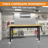 Pelnuies 48" Heavy Duty Work Bench with Drawers, Adjustable Height Workbench with Wheels, 2000 LBS Capacity Work Table with Power Outlets for Garage, Workshop, Office, Home Pelnuies