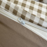 NSNLGSGC Twin Grid Gingham Duvet Cover Set Tan - Washed Soft Comforter Cover Set Brown Lightweight Bedding Set (2PCS, Twin) NSNLGSGC