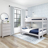 Plank+Beam Rustic Wood Bunk Bed, Solid Wood Twin XL-Over-Queen Bed Frame, Heavy-Duty Bunk Bed for Adults, No Box Spring Needed, White Wash Plank+Beam