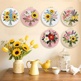 ORIGACH 6 Pack Flower Bouquet Embroidery Kits for Beginners, DIY Starter Hand Embroidery Kit with Sunflower Rose Lavender Patterns and Instructions for Adults Women Crafting