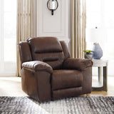 Signature Design by Ashley Stoneland Faux Leather Manual Pull Tab Rocker Recliner, Dark Brown