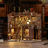 DIY Miniature House Kit, Book Nook Kit, 3D Wooden Puzzles Bookshelf Craft Kits, Dollhouse Kit with LED Light, Mini Building Kit for Adults Teen to Build (Dreamy Book Hall)