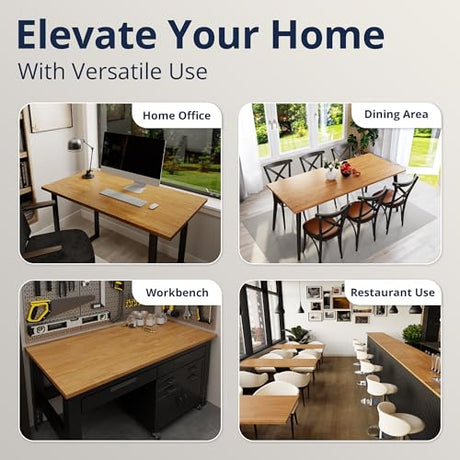 Howizz 55 x 28 Inch Solid Hevea Wood Table Top with UV Coating – 1 Inch Thick Butcher Block Countertop for Standing Desk, Office Table, Workbench, DIY Furniture Projects, Honey Color Howizz