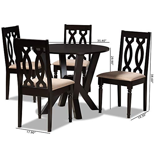 Baxton Studio Anise Modern and Contemporary Sand Fabric Upholstered and Dark Brown Finished Wood 5-Piece Dining Set Baxton Studio