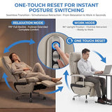 Dual Motor Executive Home Reclining Office Chair with Footrest - One-Click Electric Recline with Massage & Pillow Support Big and Tall PU Leather Ergonomic Desk Chair, High Back Wide Seat (White) COTYFLY