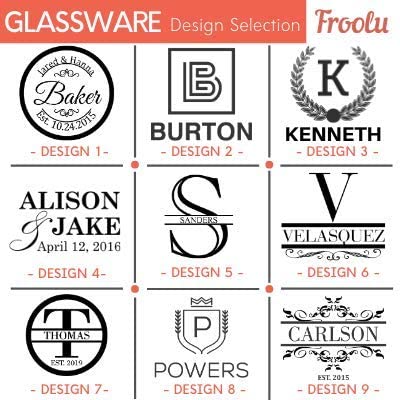 Engraved Liquor Whiskey Decanter Set with Scotch Glasses for Men - 9 Design Options - Personalized Gift Set for Him, Dad - Premium Set Includes Whiskey Stones - Christmas, Valentines - by Froolu Froolu