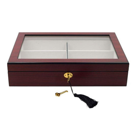 TimelyBuys 6 Piece Extra Large Cherry Wood Rosewood Eyeglass Sunglass Glasses Display Case Organizer Collector Box with Glass Top Father's Day Gift TIMELYBUYS