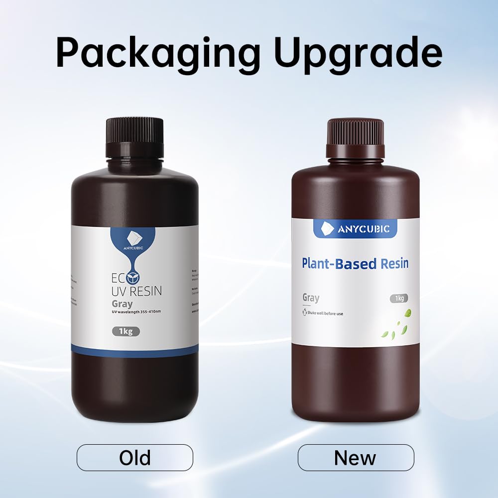 ANYCUBIC 3D Printer Resin, 405nm UV Plant-Based Rapid Resin, Low Odor, Photopolymer Resin for LCD 3D Printing, 500g Grey ANYCUBIC