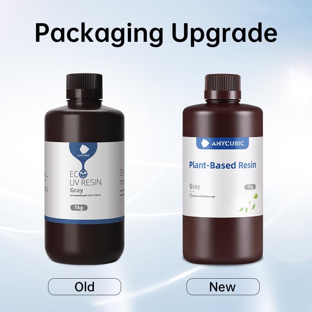 ANYCUBIC 2000g 3D Printer Resin Bundle with Low Odor and Safety, 405nm UV Plant-Based Rapid Resin with High Precision and Quick Curing for LCD 3D Printing (Black, 1000g 2-Pack)
