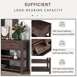 Bellemave Solid Wood Console Table with Drawers, Retro Entryway Table with 3 Drawers and 2 Open Storage Shelves, Narrow Long Sofa Table, Behind Couch Table for Living Room, Foyer and Hallway, Espresso Bellemave