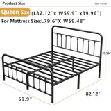 Vengarus Metal Bed Frame,Queen Size Bed Frame with Headboard,Structurally Stable, Heavy Duty Steel Slat Supported,Under Bed Storage,No Box Spring Needed,14 Inch,Black Vengarus