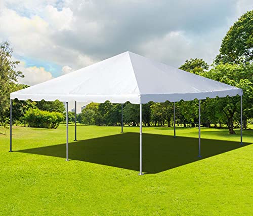 Party Tents Direct 20'x20' Weekender West Coast Tent Frame Party Tent (White) PVC Top with Storage Bag - Tents for Parties, Weddings, Birthdays, Banquets, Fiestas, Workshop, Outdoor Event Party Tents Direct