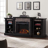 Gallatin Faux Stone Electric Fireplace w/ Bookcases Furniture HotSpot