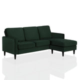 CosmoLiving by Cosmopolitan Strummer Modern Reversible Sectional Couch Upholstered in Green Velvet Fabric with Floating Ottoman CosmoLiving by Cosmopolitan
