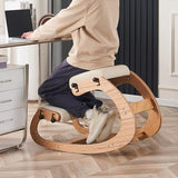 HoeuThien Ergonomic Kneeling Chair, Adjustable Rocking Office Chair Wooden Knee Chair Posture Chair for Home Office Back Pain Relief, Beige HoeuThien
