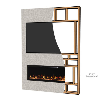 Modern Ember Aerus Slim 60 Inch Smart Linear Electric Fireplace | Recessed in-Wall or Wall-Mount | LED Multiple Flame Colors | Works with Wi-Fi App, Alexa, Google | 4.25” Profile | Remote Included