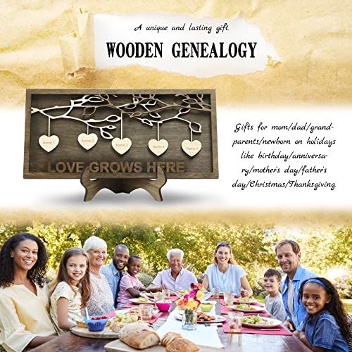 Jeweidea Personalized Family Sign with 2-9 Names Custom Wooden Tree of Life Frame Engraved Wood Plaques Decor Birthday Gift for Mother Women Jeweidea