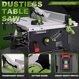 SIROCCO Dustless Table Saws for Jobesites, 10" Cutting Blade 98.5% Dust Collection Rate Cutting Speed Up to 4500RPM, 60T Blades SIROCCO