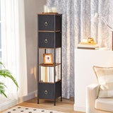 HOOBRO Corner Cabinet, 6-Tier Corner Shelf Stand with 3 Drawers, Bathroom Floor Cabinet, Narrow Storage Cabinet, for Bathroom, Living Room, Rustic Brown and Black BF140CW01 HOOBRO
