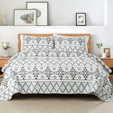 Whale Flotilla Twin Quilt Set - Reversible White Quilts Twin Size with 1 Pillow Sham, Lightweight Boho Striped Bedspreads Coverlet Bedding Set for All Seasons Whale Flotilla