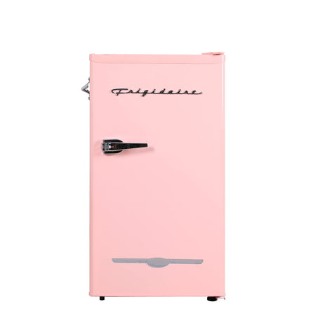 Frigidaire Retro Compact Fridge with Chiller, 3.2 cu ft Countertop Fridge with Built-In Bottle Opener, Compact Refrigerator for Office, Bedroom, Dorm Room or Cabin - 16.5"D x 19"W x 31"H (Pink) Frigidaire