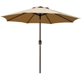 Blissun 9' Outdoor Patio Umbrella, Outdoor Table Umbrella, Yard Umbrella, Market Umbrella with 8 Sturdy Ribs, Push Button Tilt and Crank (Tan) Blissun